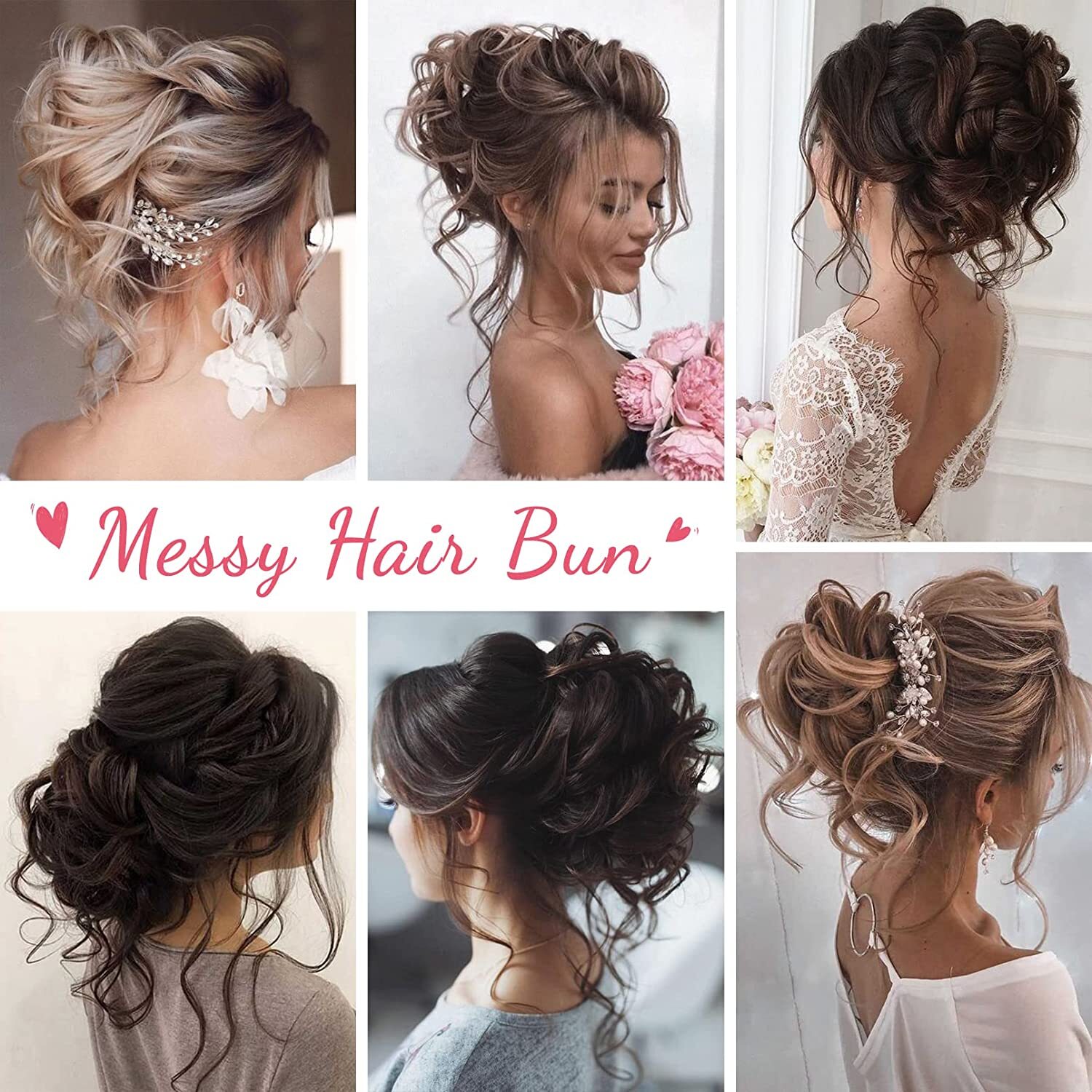 Natural Clip on in Messy Bun Hair Piece Extension Hair Claw Clip Wedding Updo US