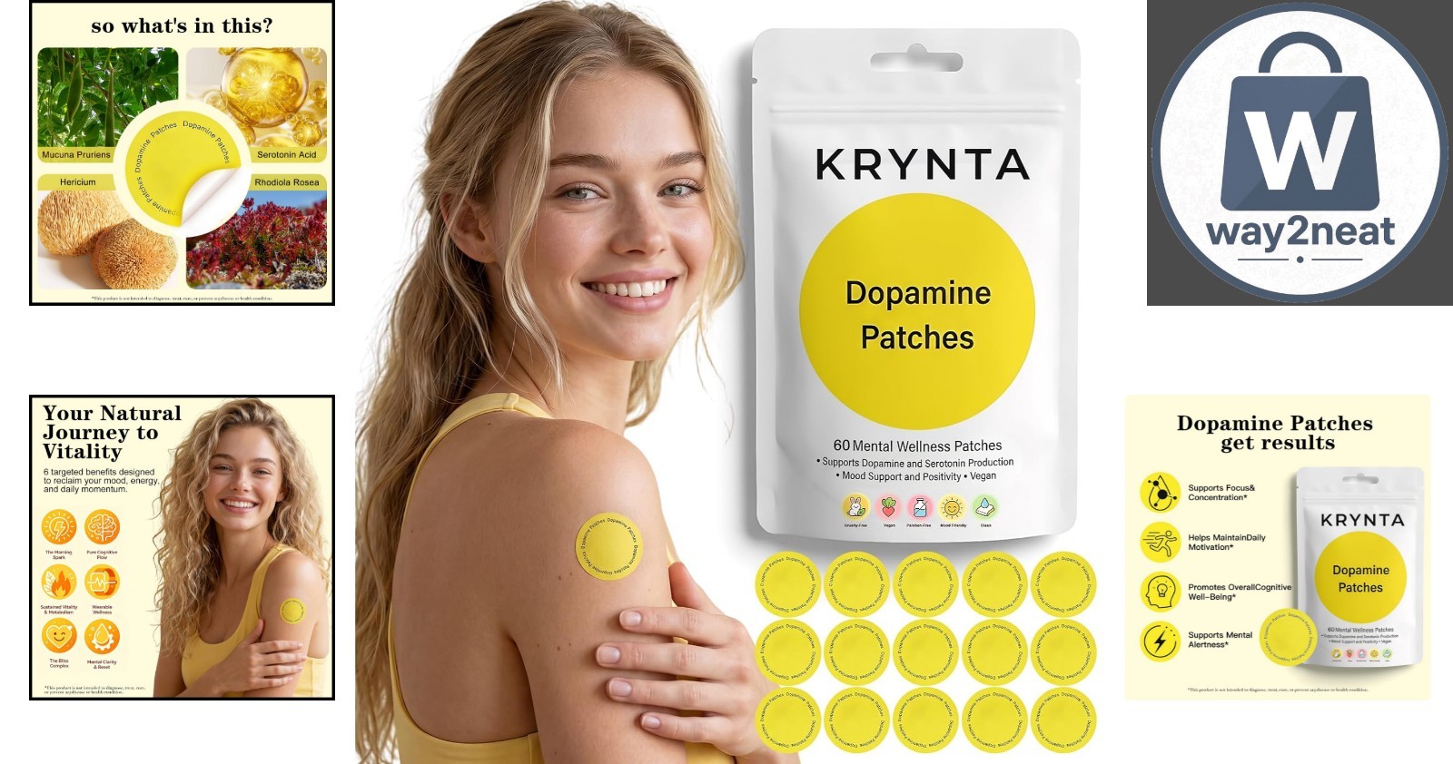 Extra Strength Dopamine Patches – 2 Supply, 60 Count with Lemon Flavor