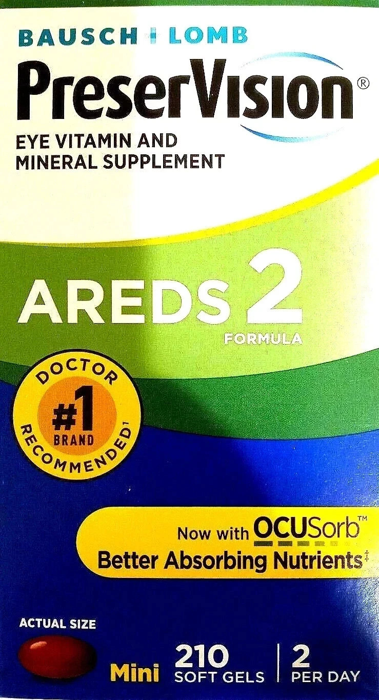 Bausch+Lomb PreserVision AREDS 2 Formula 210 Soft Gels Eye Vits+Mins EXP 08/2026