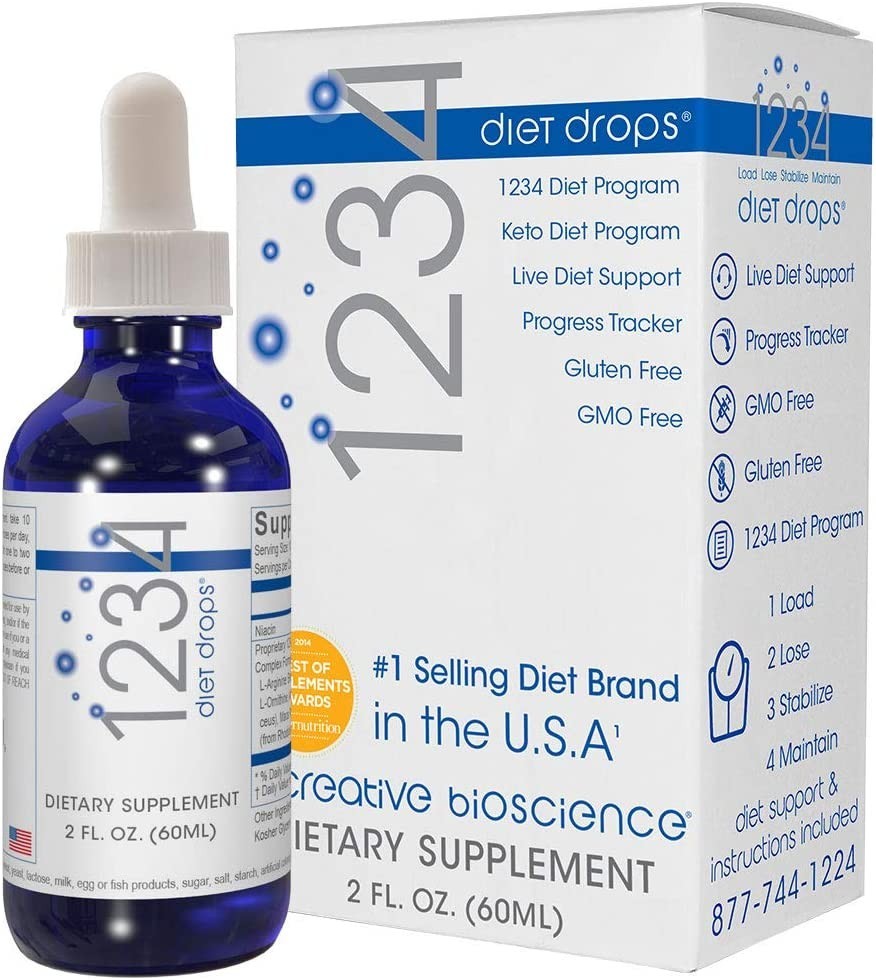 Creative Bioscience 1234 Diet Drops 2fl. Oz. blue dropper bottle