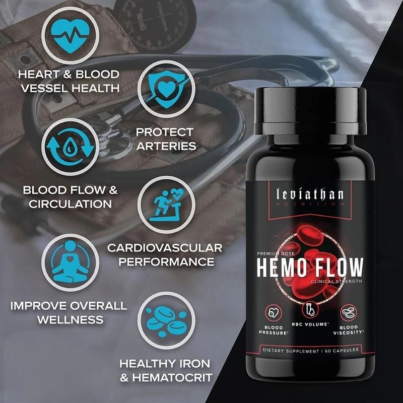 3pcs Leviathan Nutrition Hemo Flow Supplement with Nattokinase for Nitric Oxide