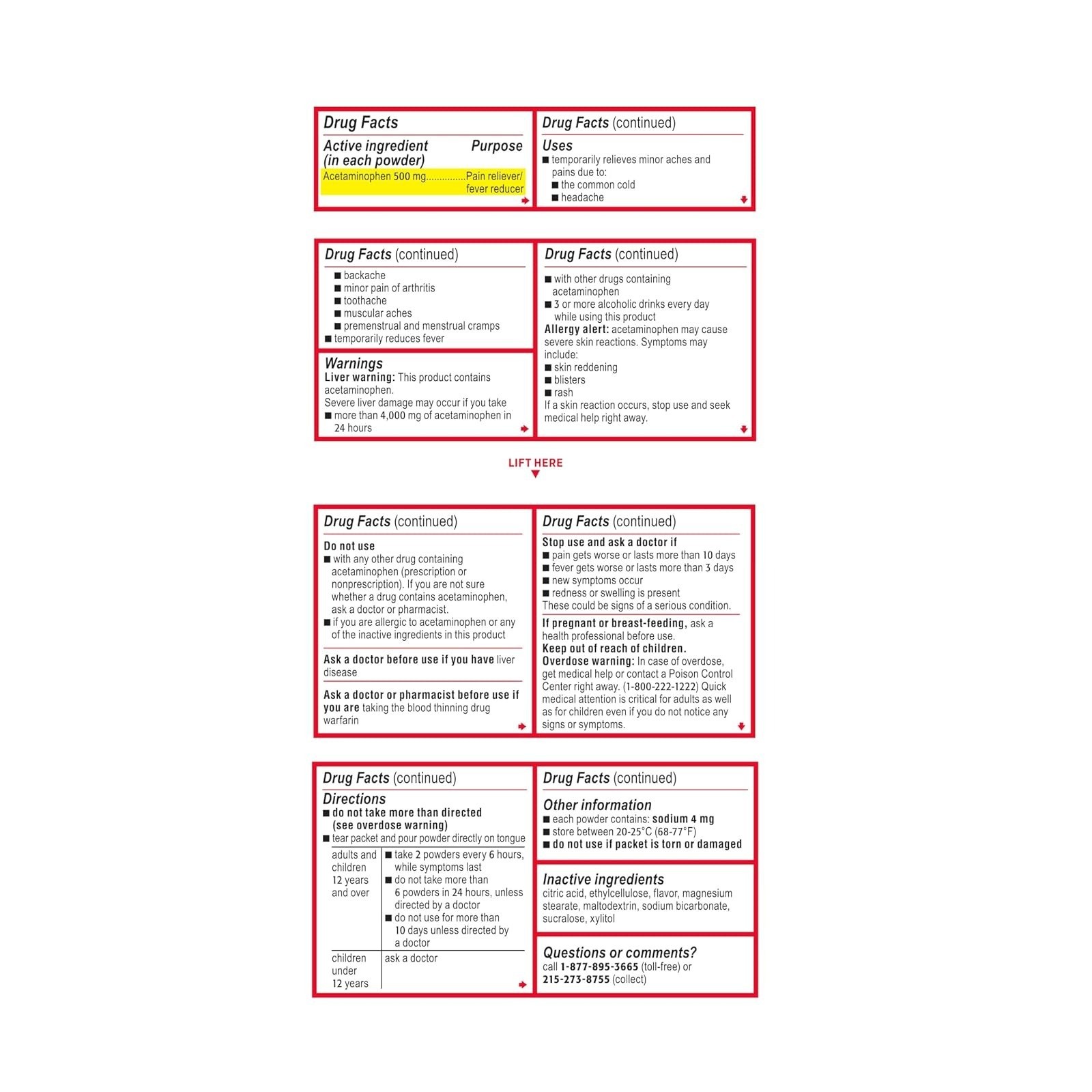 Tylenol Extra Strength Dissolve Packs, 500mg Acetaminophen, 12ct