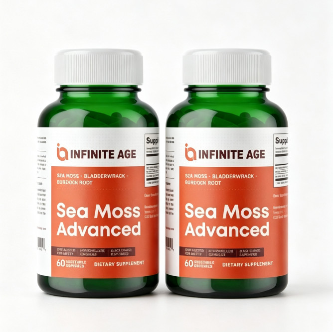 1-5x INFINITE AGE 1250mg Sea Moss Advanced Superfood, High-Potency, Vegan 60 Ct