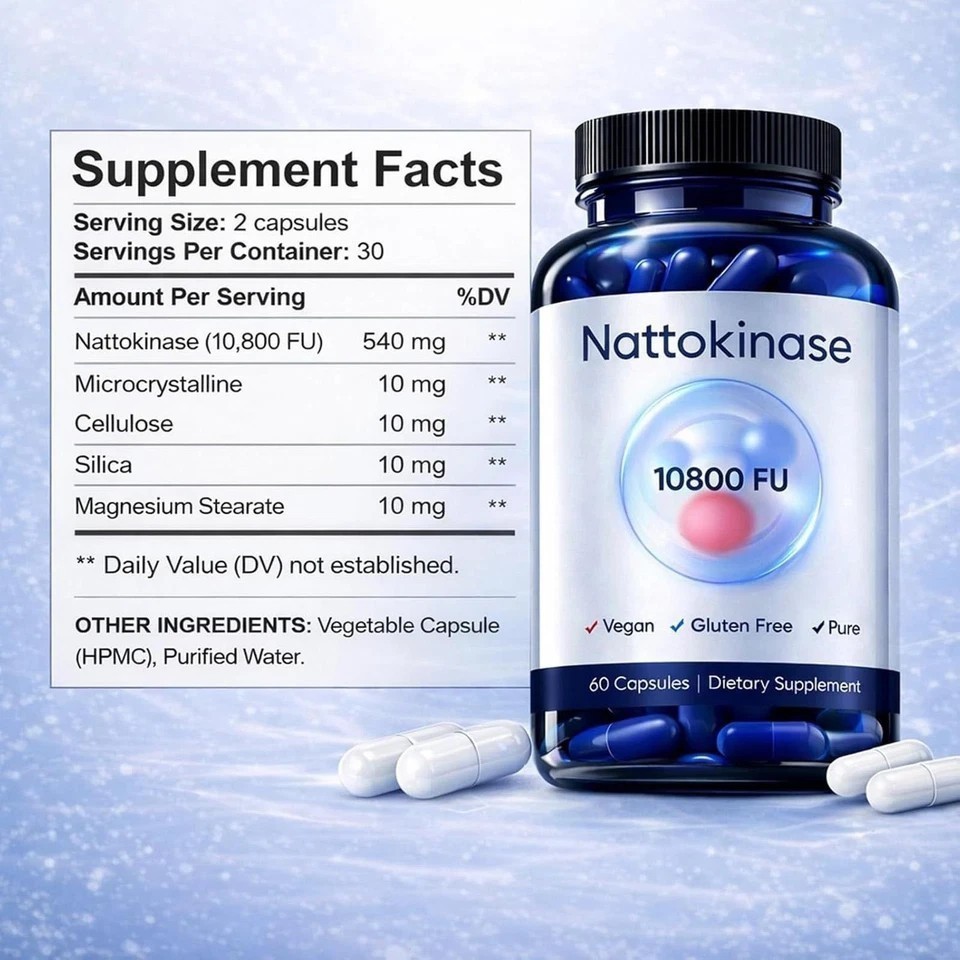 1-3Pack Nattokinase Supplement 10800 FU Per Serving 60 Capsules Heart Health-NEW