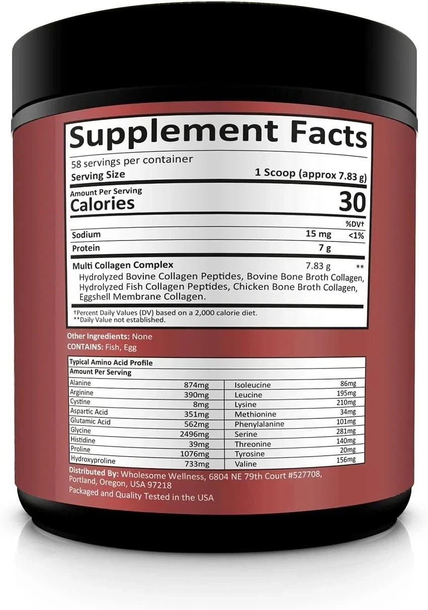 WHOLESOME WELLNESS MULTI COLLAGEN PROTEIN POWDER.UNFLAVORED.EXP 12/2028