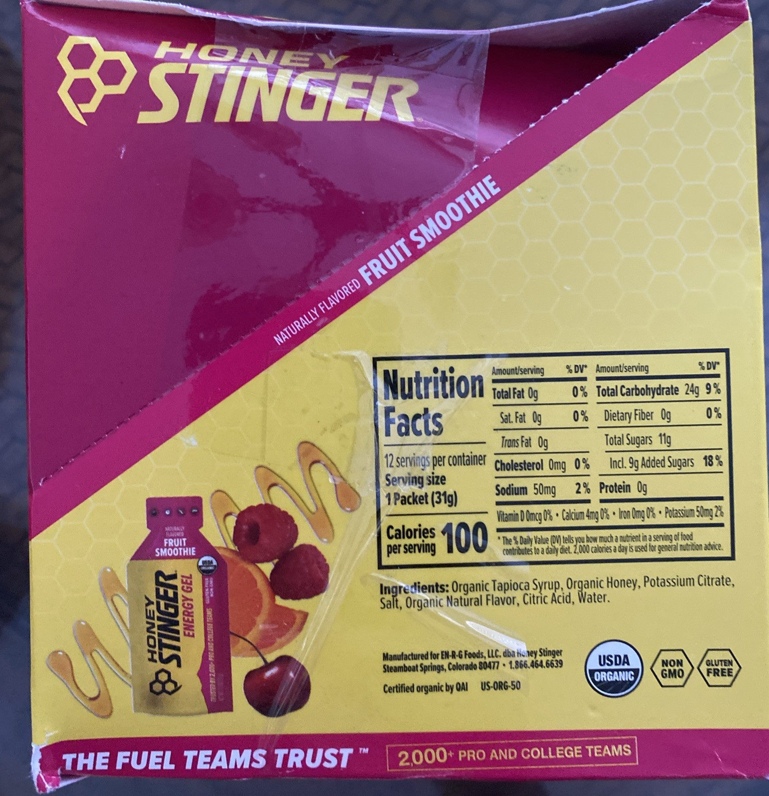 Honey Stinger Energy Gel Fruit Smoothie 24 Total BB 1/2027
