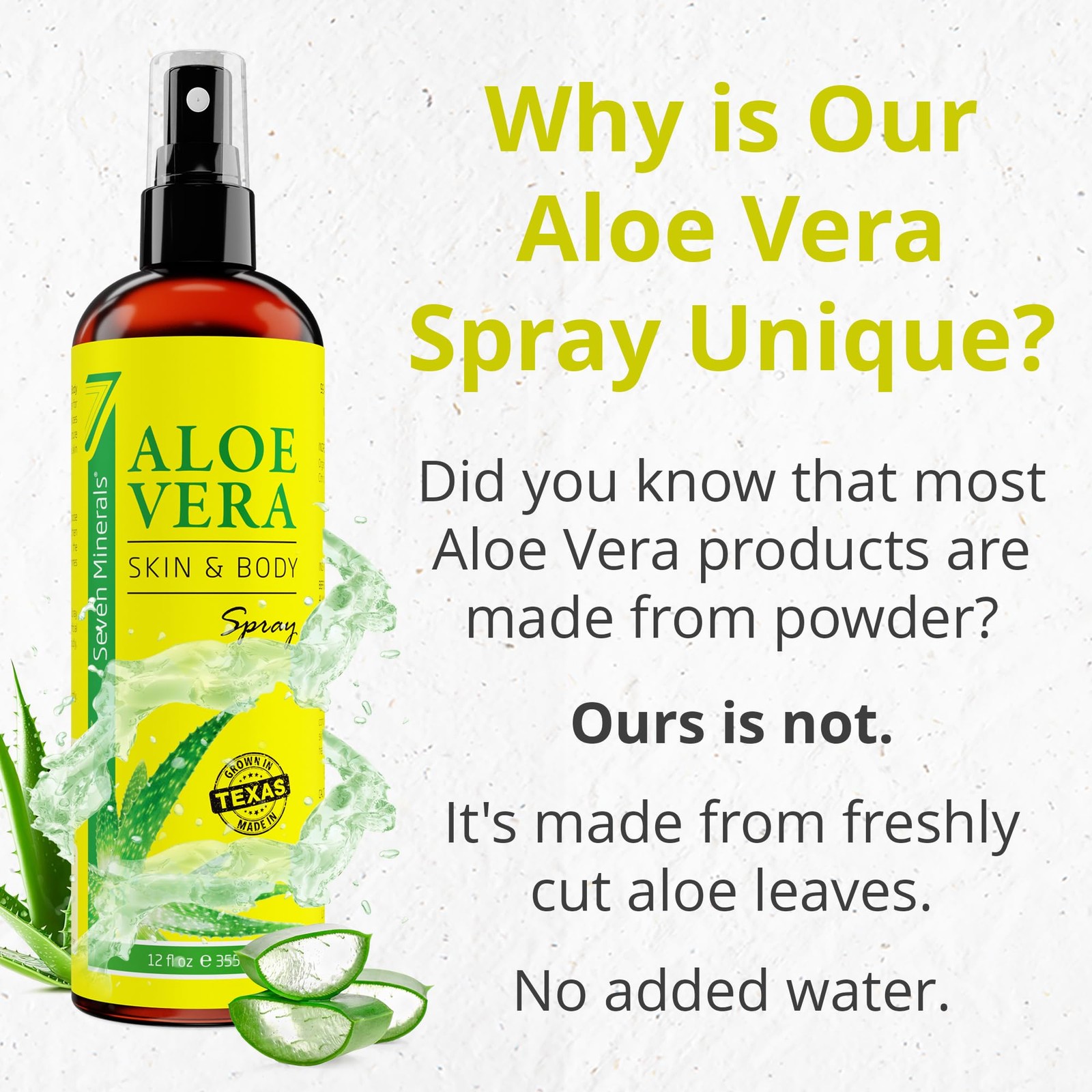 Seven Minerals, Aloe Vera Spray for Body & Hair – From 12 Fl Oz (Pack of 1)