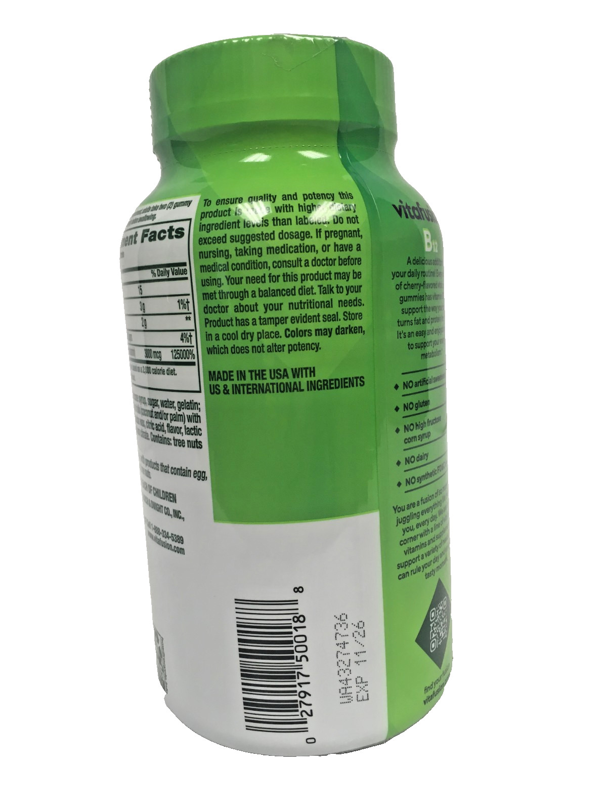 VITAFUSION B12 GUMMIES Extra Strength 170 Count Cherry Flavor 3000MCG Per Serve