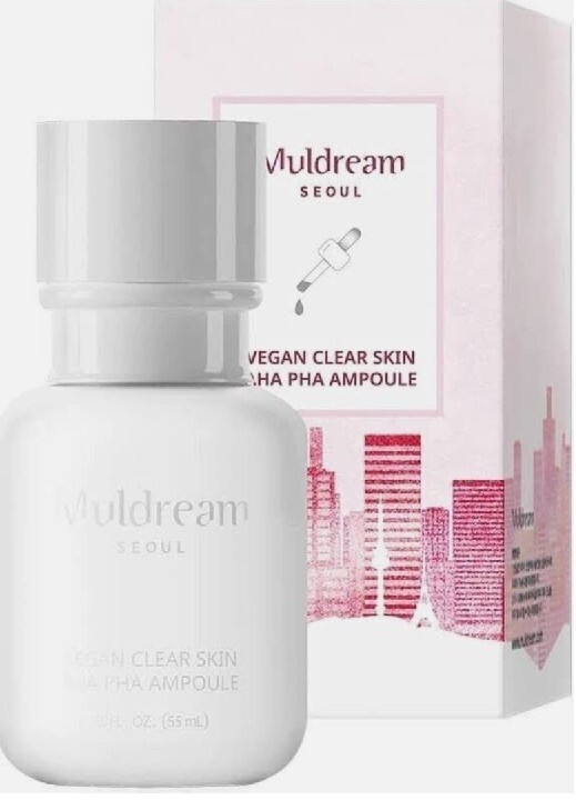 NIB Muldream Seoul Vegan Clear Skin AHA PHA Ampoule 1.85 fl oz Exp 06/2024