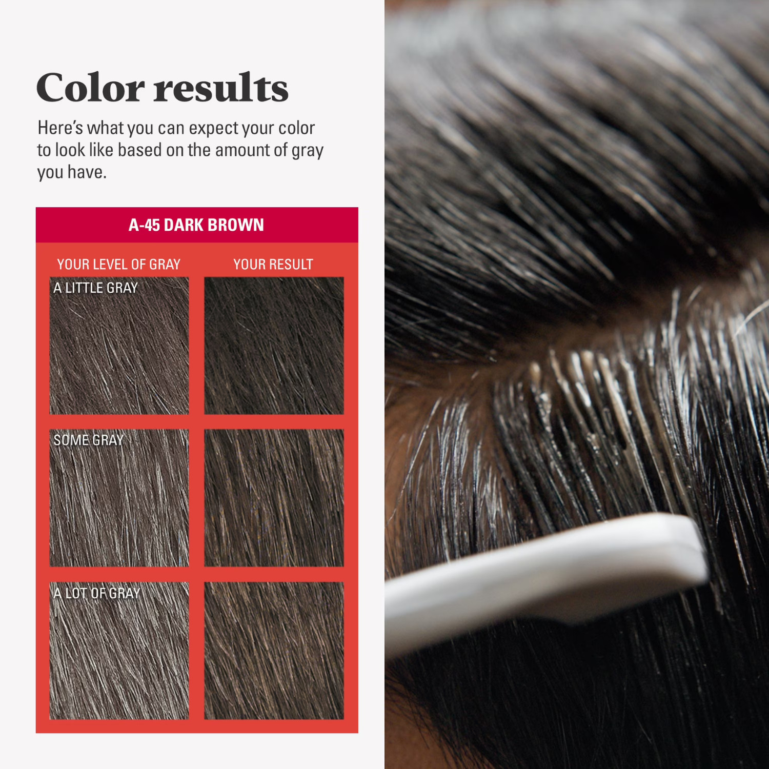 Just For Men Easy Comb-In Hair Color Dark Brown A-45 Gray Coverage, 3 Pack