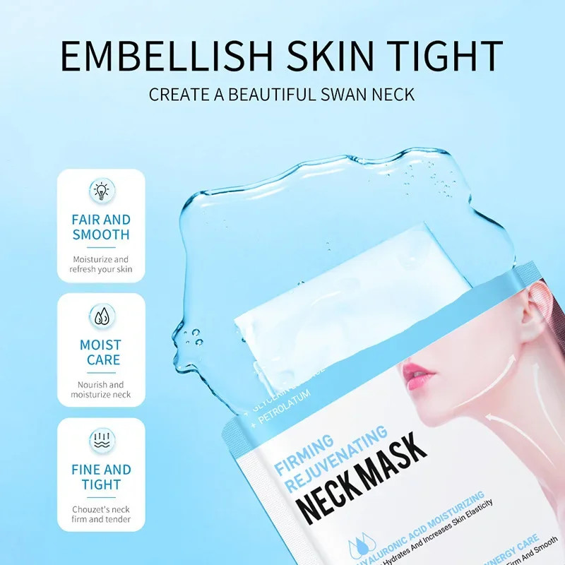 10PCS Hyaluronic Acid Neck Mask Collagen Hydrating Moisturizing Skin Care