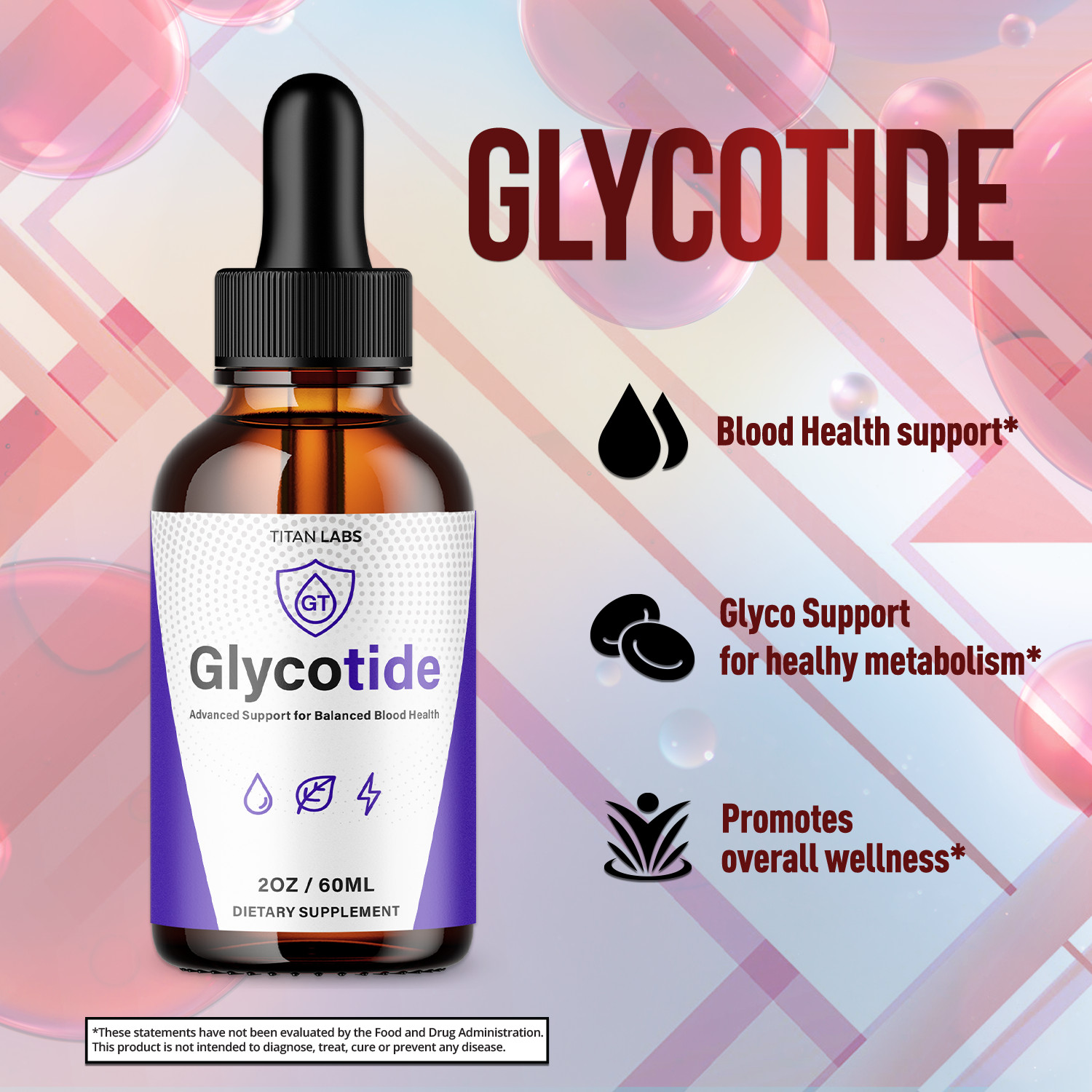 (3 Pack) Glycotide Drops Advanced Blood Support Supplement Glyco Tide 90 Serves
