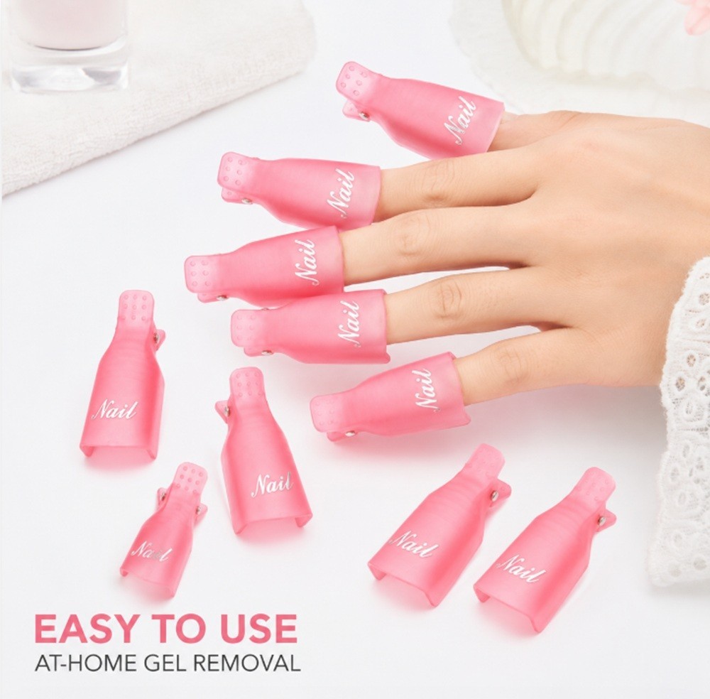 10 Pack Gel Nail Polish Soak Off Clips Manicure Pedicure Wrap Holders