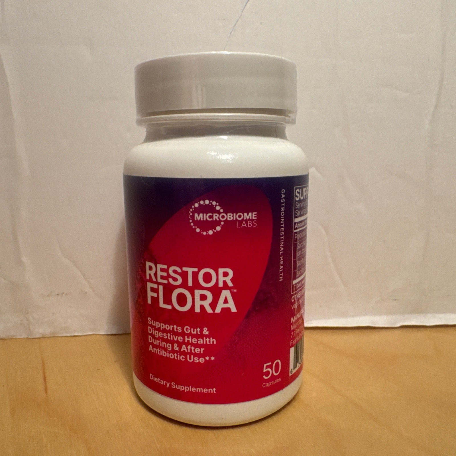 Microbiome Labs Restorflora Prebiotics 50 Capsules Best By 07/26