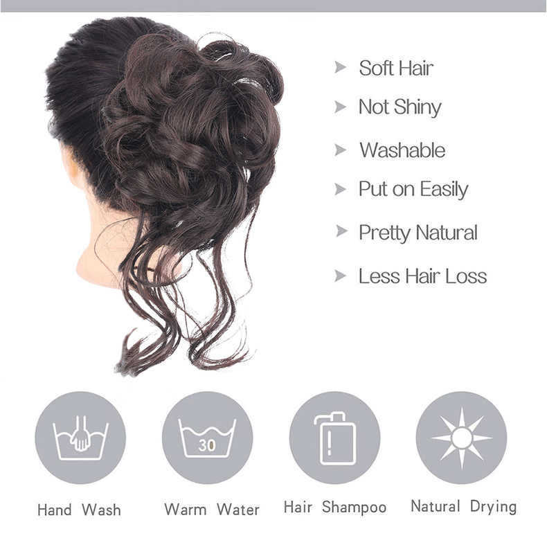 Natural Clip on in Messy Bun Hair Piece Extension Hair Claw Clip Wedding Updo US