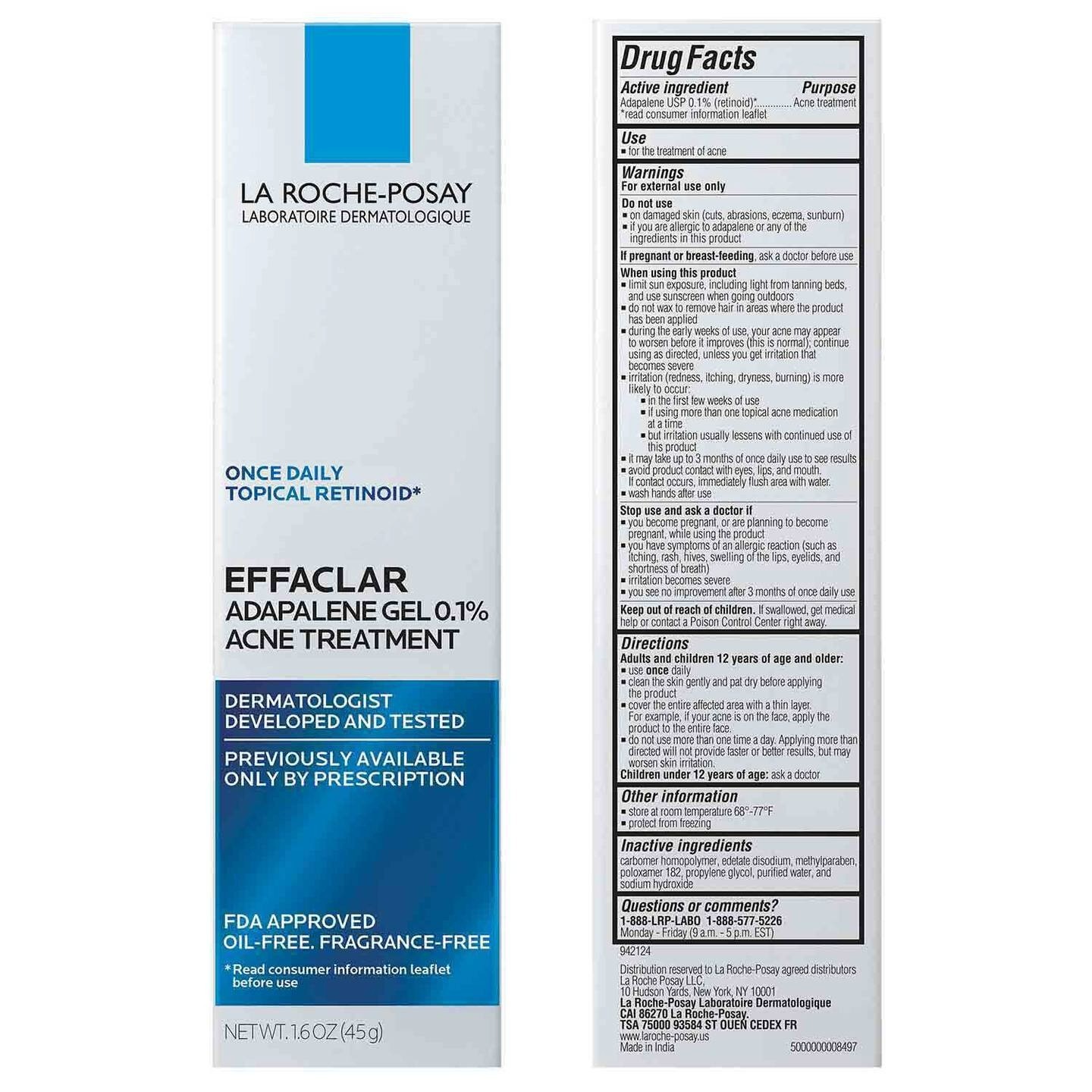 La Roche-Posay Adapalene Gel 0.1% Topical Retinoid Acne Treatment 11039292
