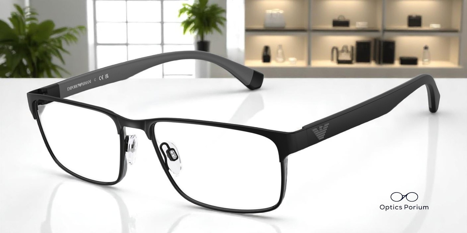 EMPORIO ARMANI EA1105 3014 Rectangle Matte Black Demo Lens 56 mm Mens Eyeglasses