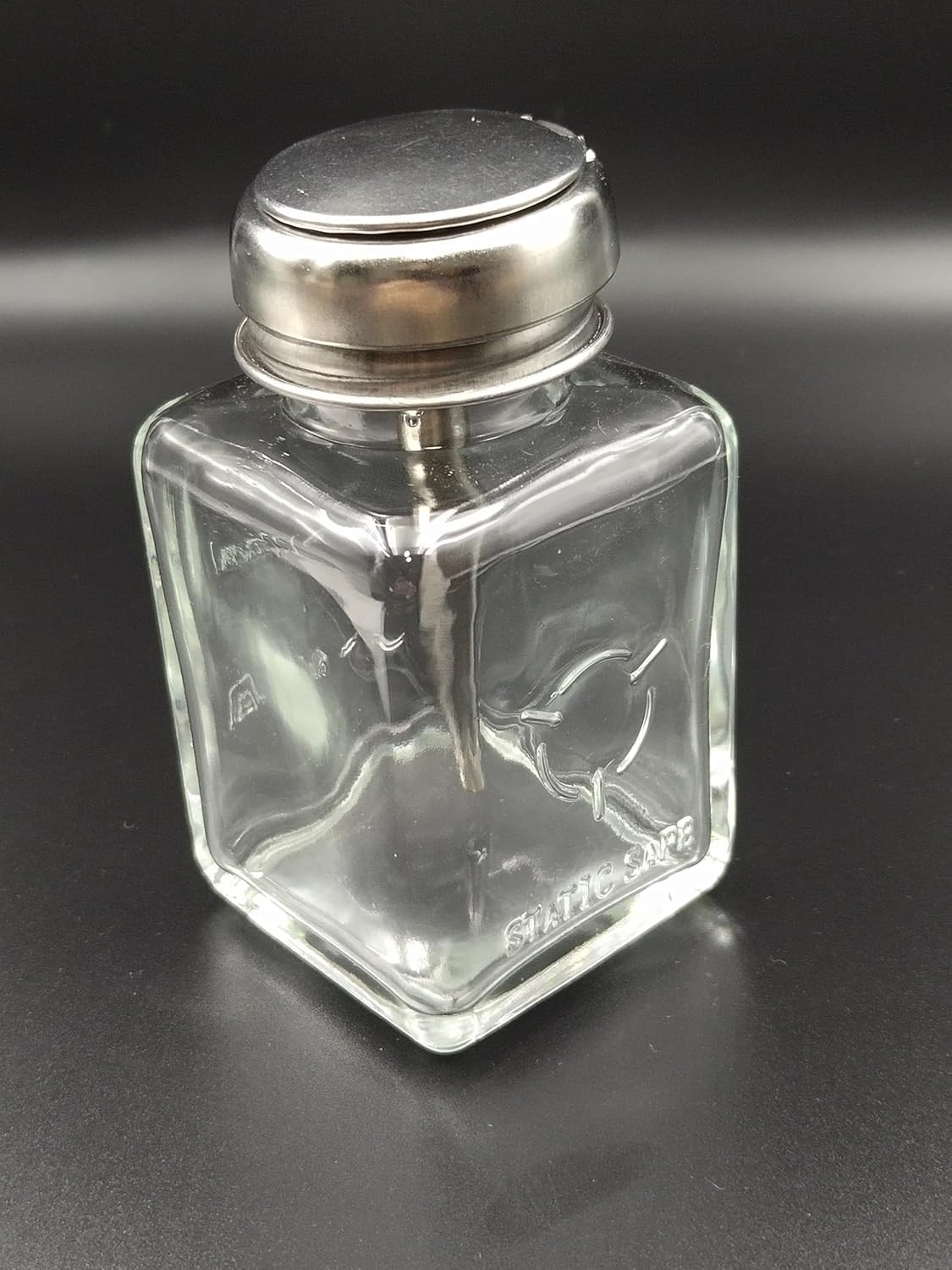 Elegant 4 Oz Clear Glass Dispenser Bottle with Push-Down Pump for Nail Polish