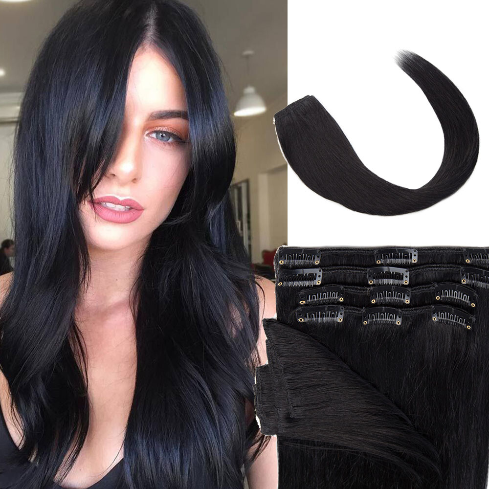 CLEARANCE 100% Human Hair Extensions Clip In Remy Hair 8 Pieces Real FuLL Head