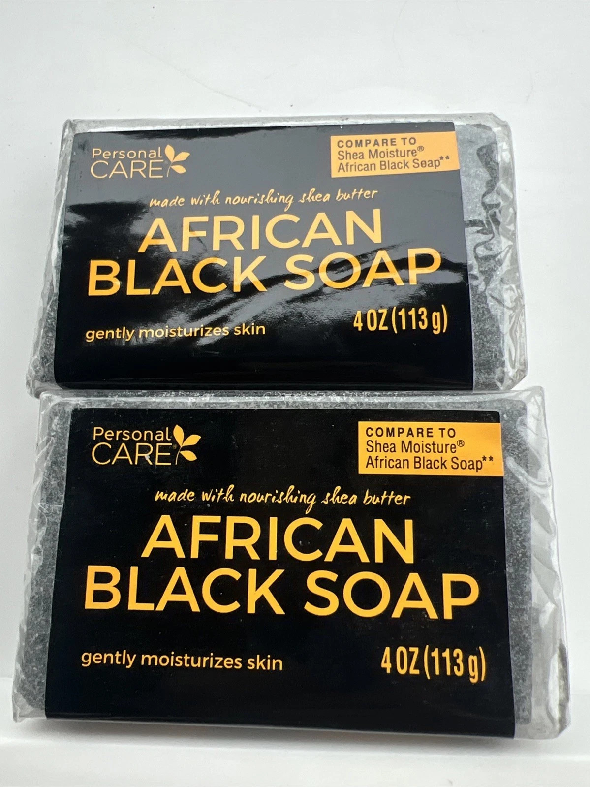 Pack of 2 Personal Care African Black Soap with Shea Butter 4oz (113g)
