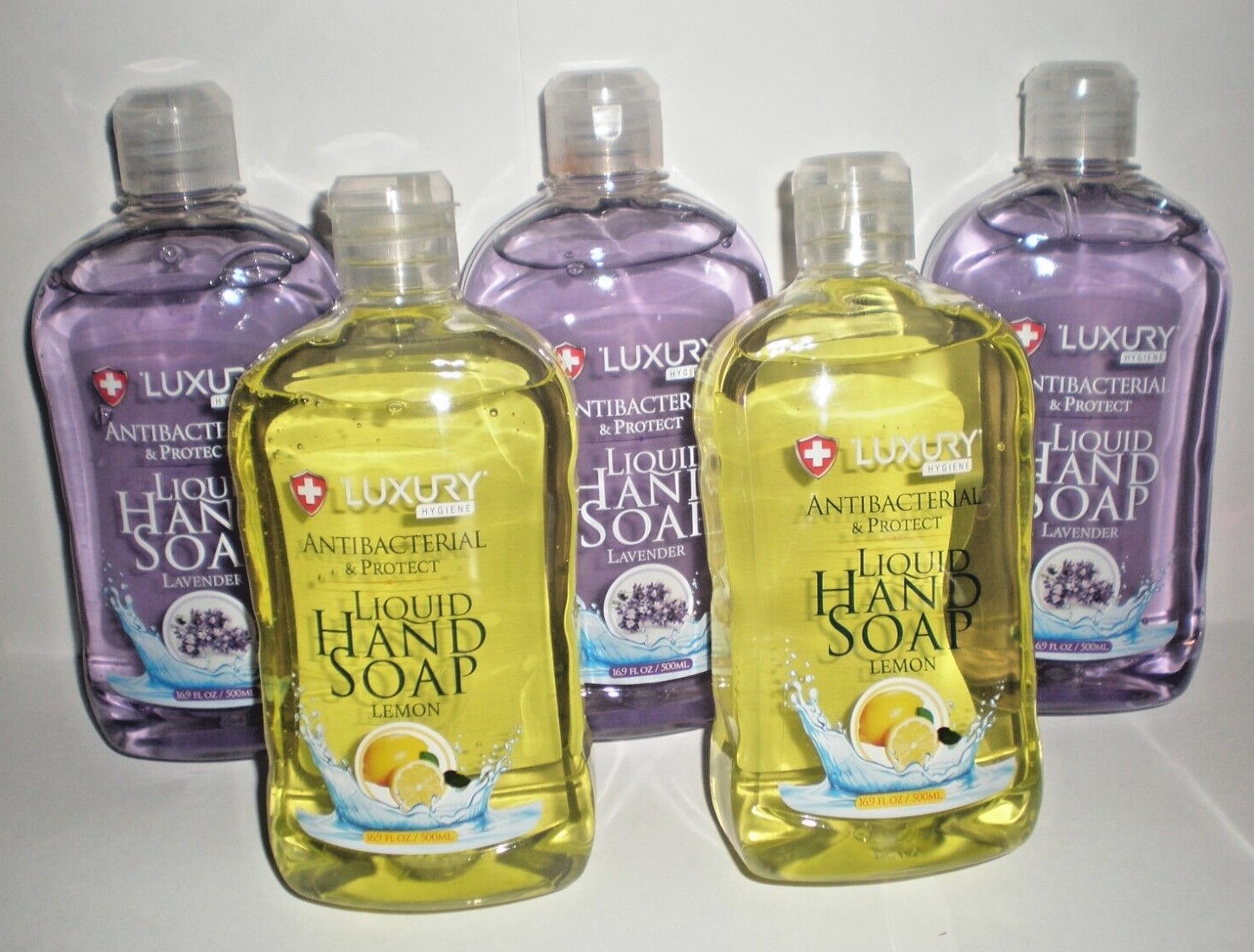 Luxury Hygiene 2 Lemon and 3 Lavender Liquid Hand Soap 16.9 Fl Oz Each bottle