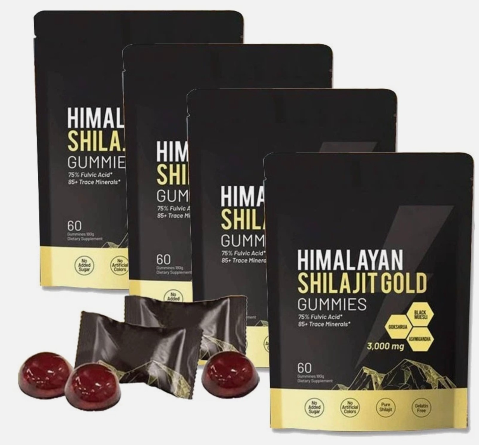 Himalayan Shilajit Herbal Gummies – Natural Mineral Blend – 60 Count