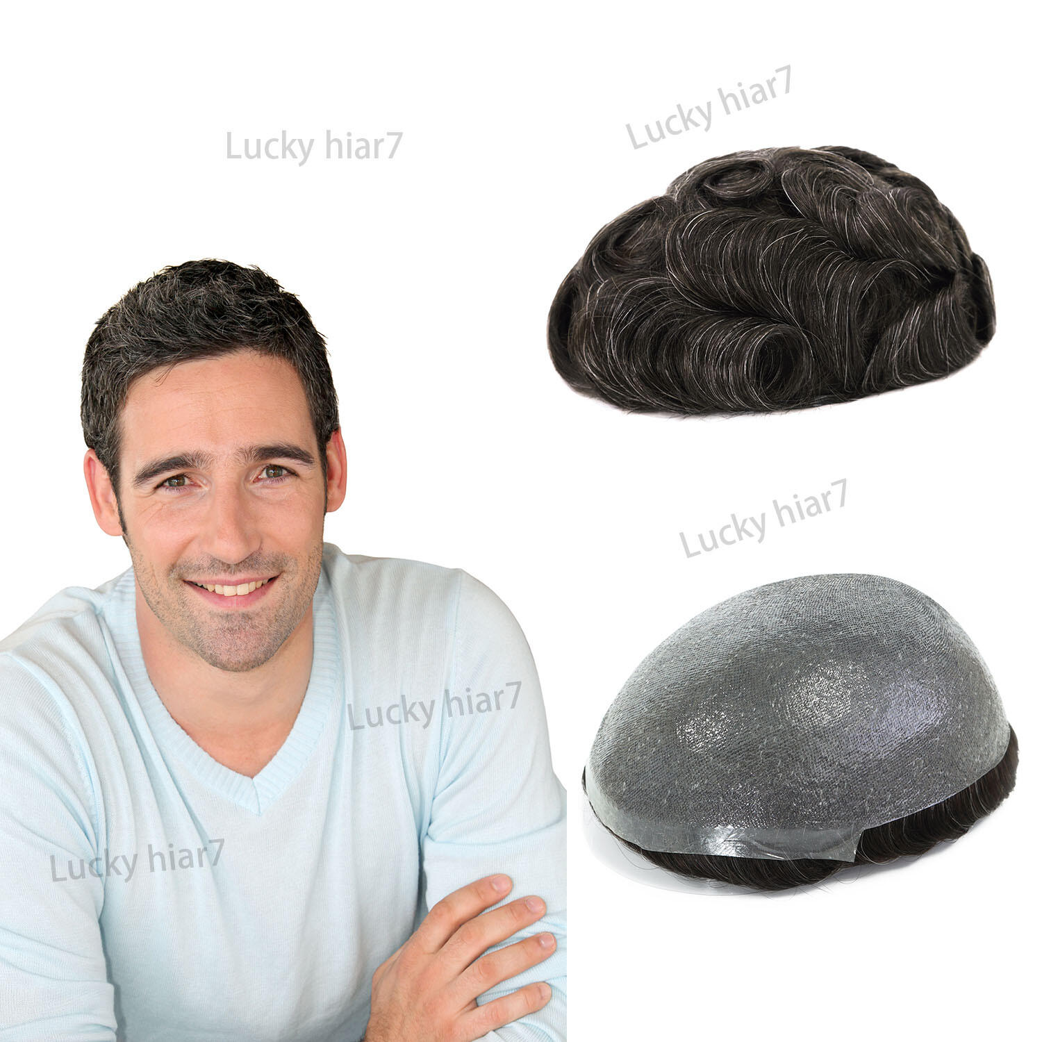 Toupee Mens Human Hair Ultra Thin Skin 0.05mm Hairpieces System Replecement Wigs