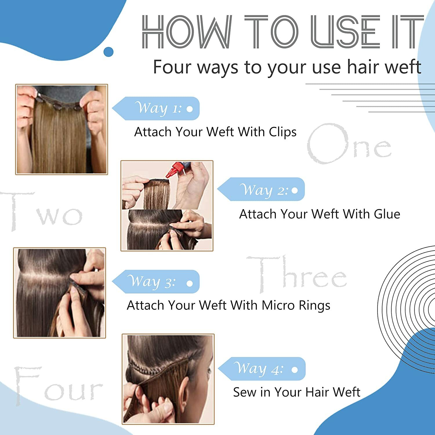 Double Weave Sew in Hair Extensions Weft Brazilian Remy Human Hair Full Head100g