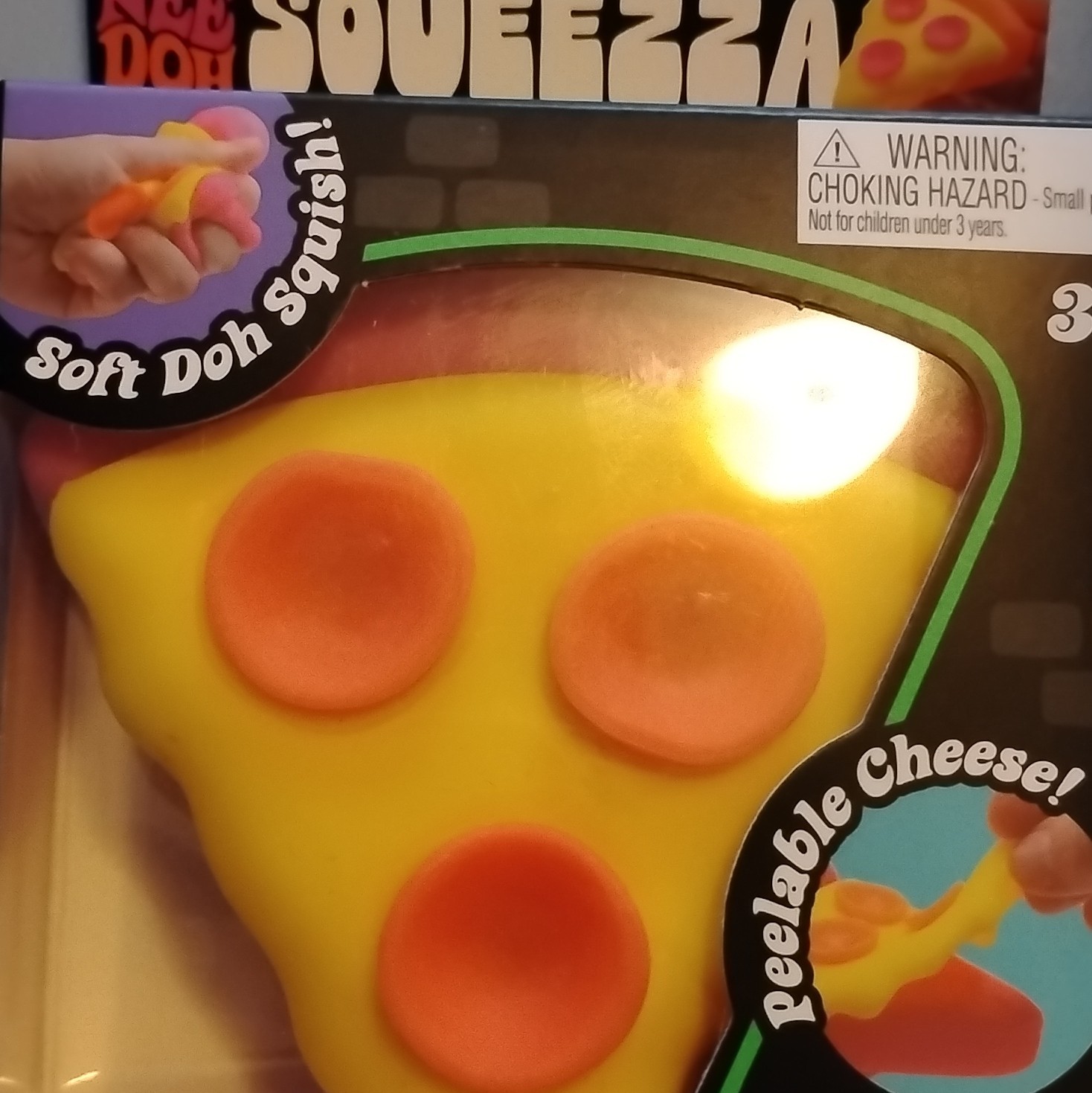 Soft Squeezable Stress Reliever Squishy Peelable Cheese Pizza Slice 3in