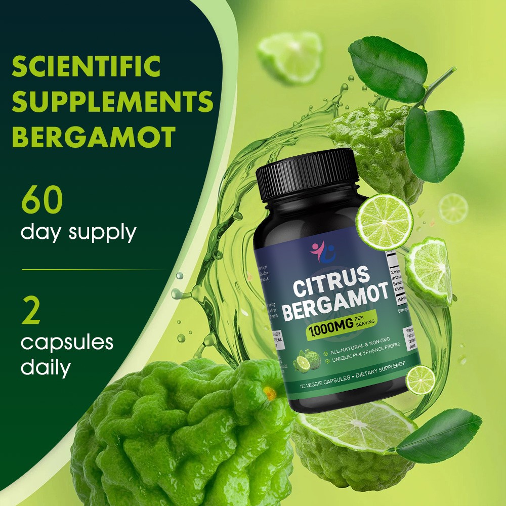 1000mg Citrus Bergamot Extract Capsule Anti Aging Heart Immune Support 120 CT