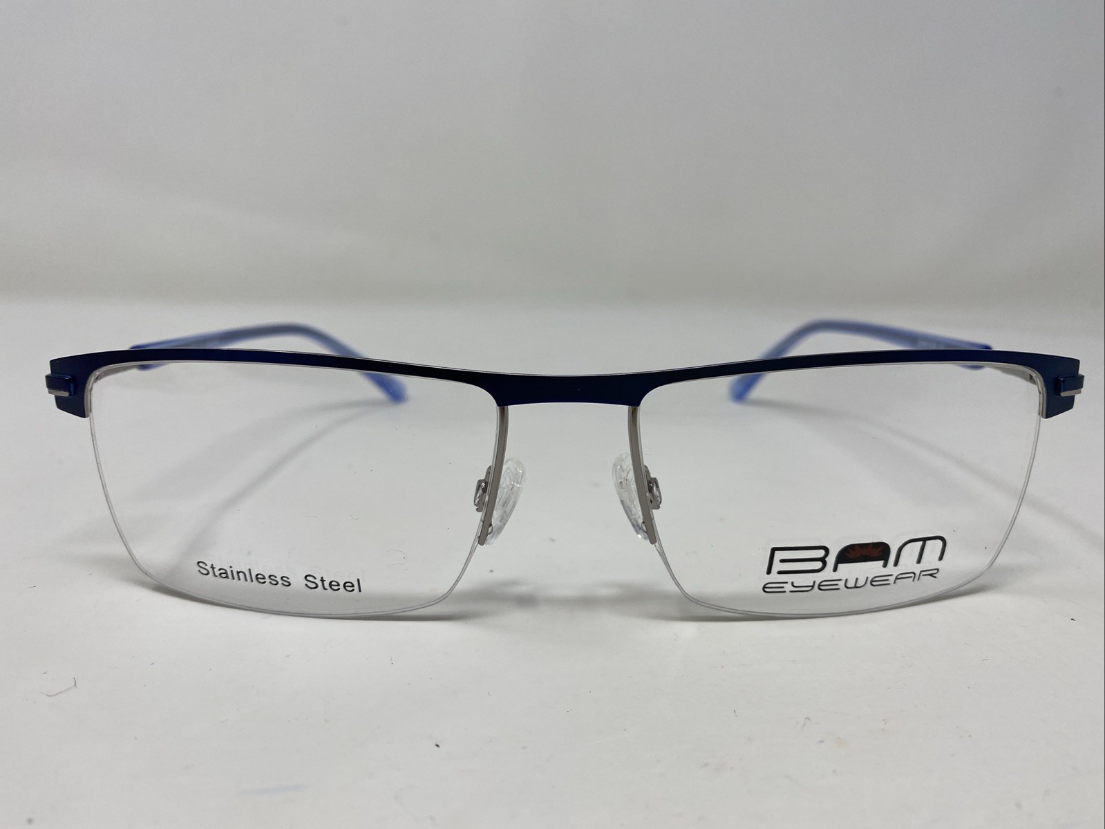 BAM Eyewear BAM 526 NAVY/SILVER 63-19-155 Blue Half Rim Eyeglasses Frame MS43