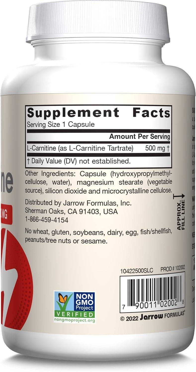 L-Carnitine 500 mg – 100 Capsules for Energy Support & Fat Metabolism