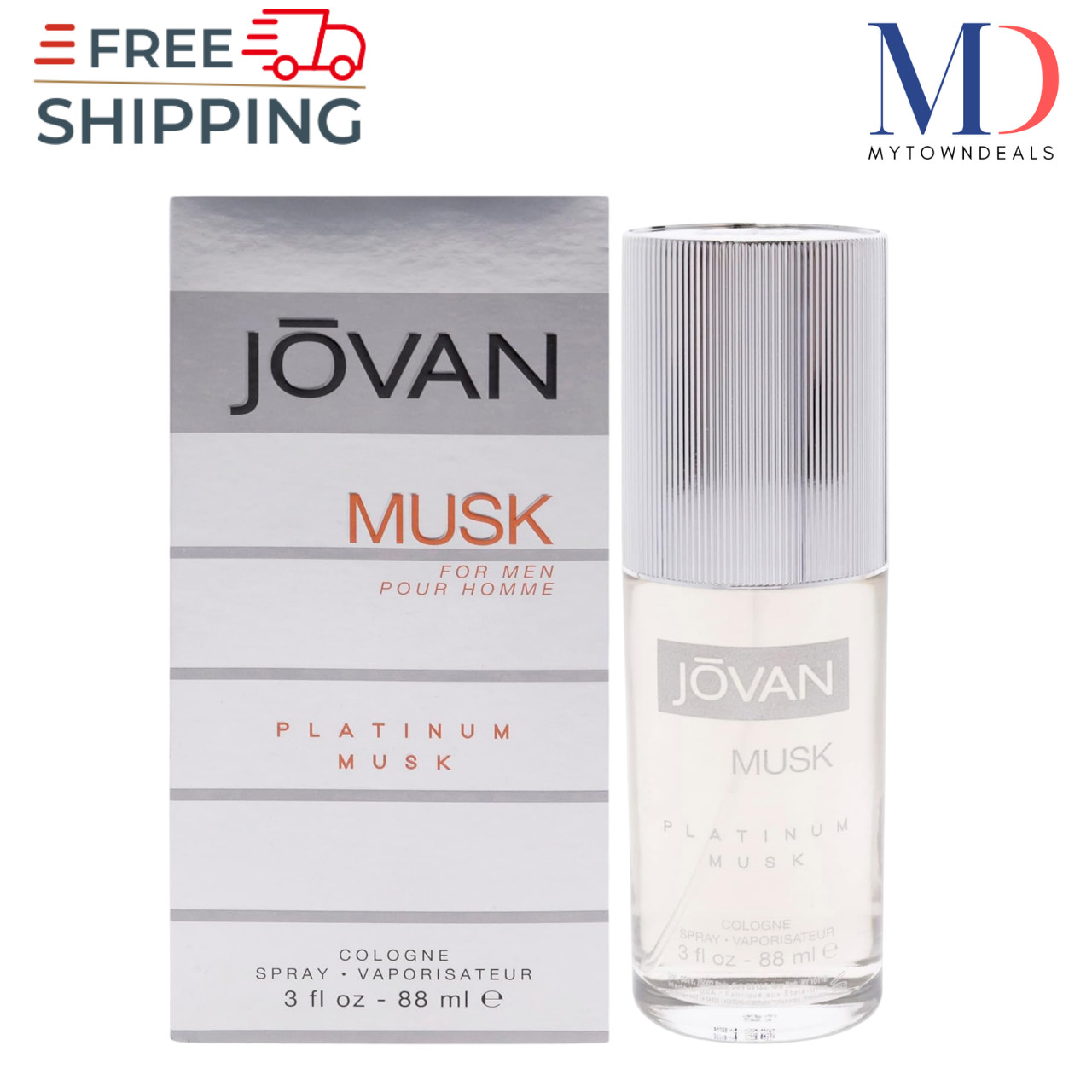 Jovan Platinum Musk Cologne Spray for Men 3.0 oz 88ml – 1 Pack