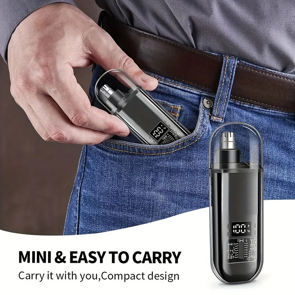 Nose Ear Hair Trimmer for Men USB-C Rechargeable Portable Grooming Kit Compact