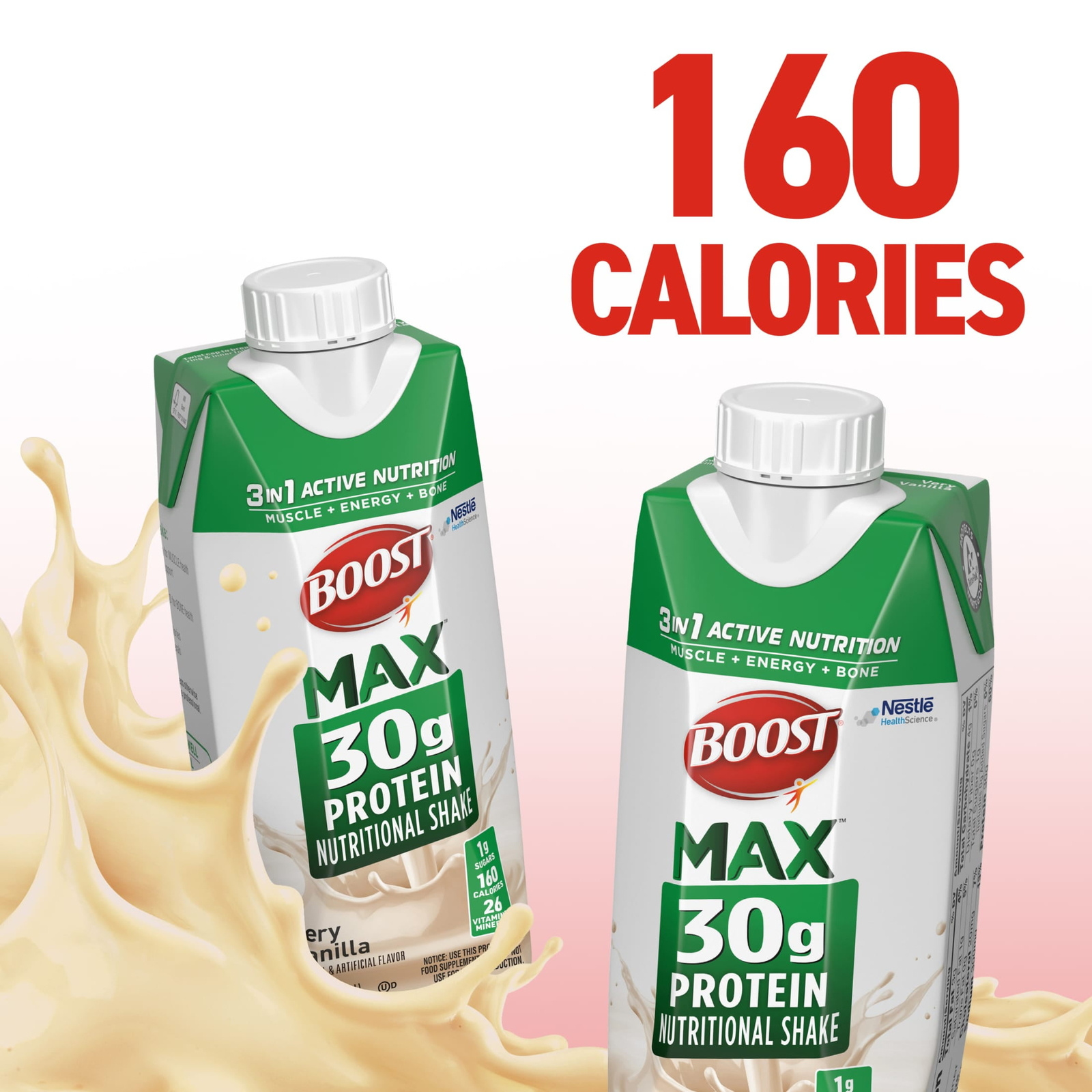 BOOST Max Protein Nutritional Shake,Very Vanilla,30g Protein,4 -11 FL OZ(325 mL)