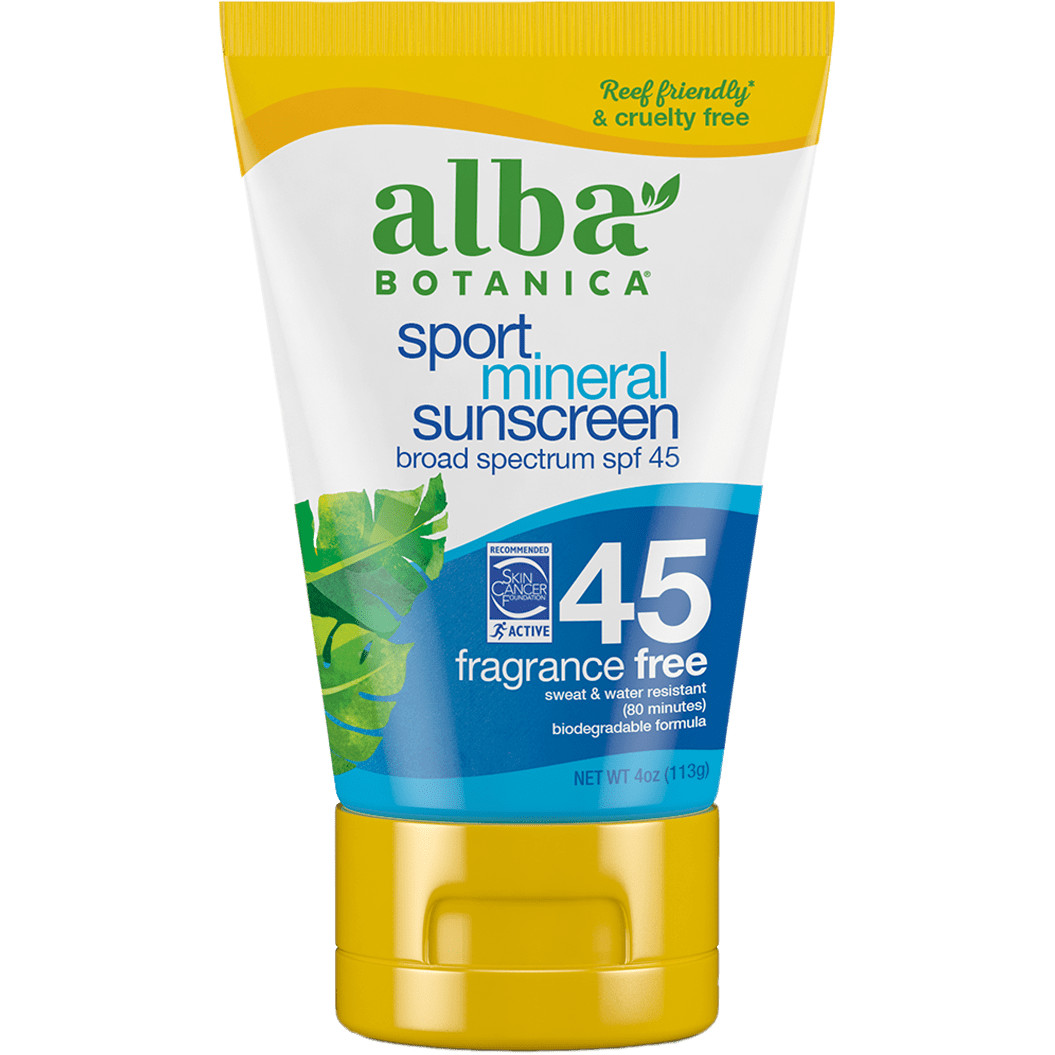 Alba Botanica Sports Sunscreen Fragrance Free Broad Spectrum 4 oz 113g