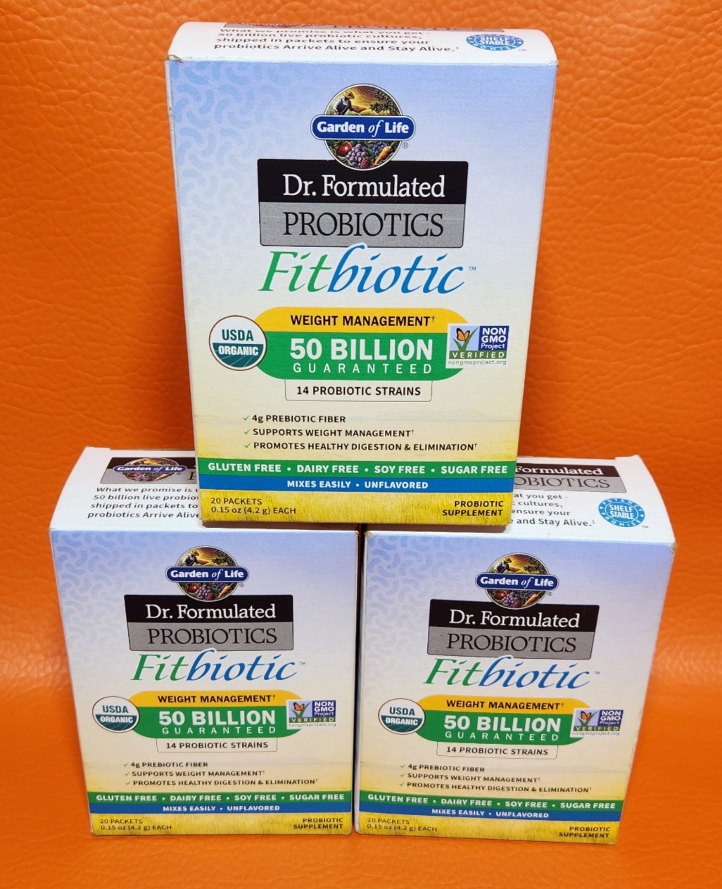 Garden of Life Fitbiotic Probiotics 50 Billion Lot of 3 Boxes Date 08-2026