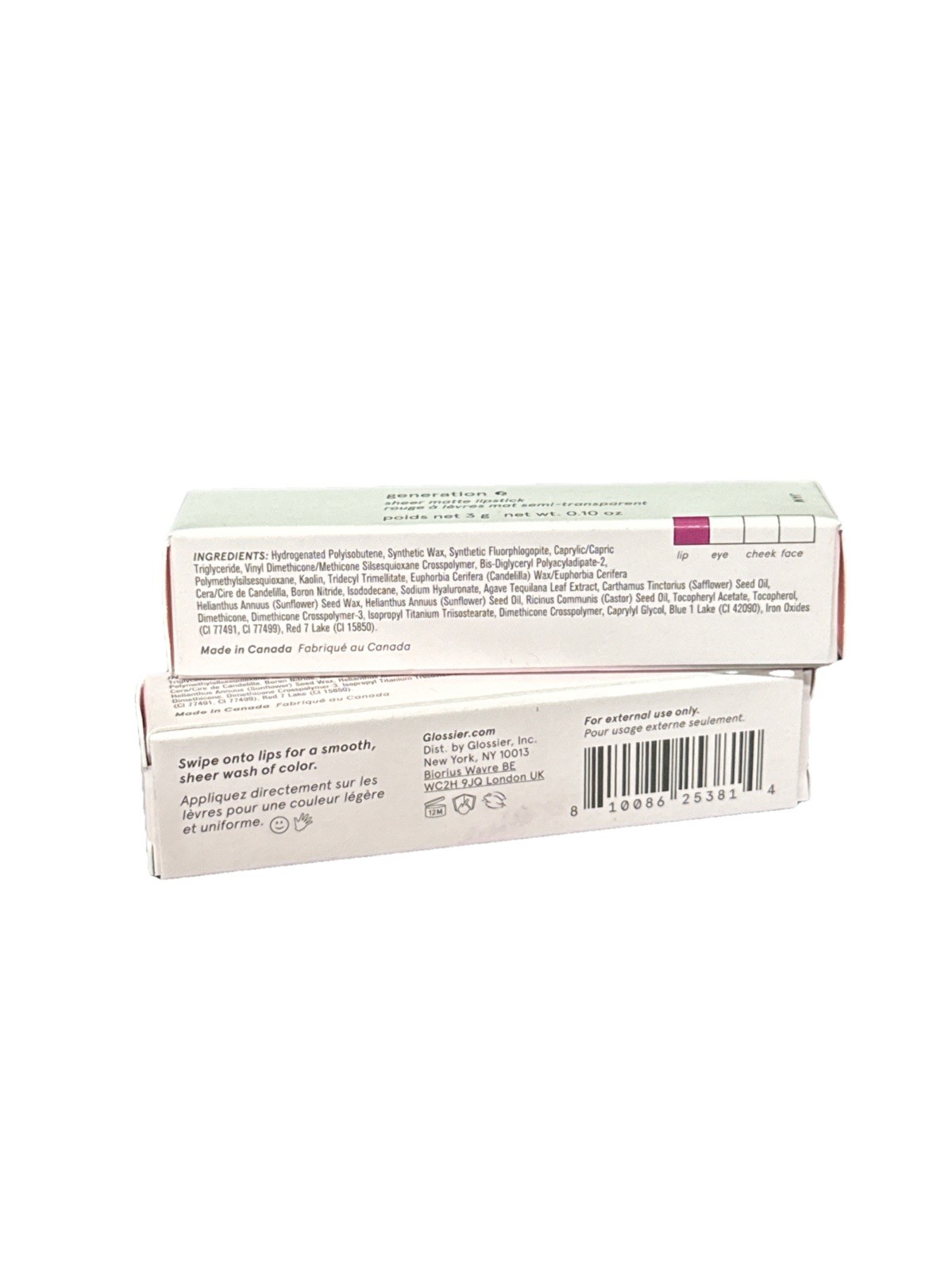 Glossier Generation Sheer Matte Lipstick In Shade A44-Jam, 2-Pack! 0.10oz/ea