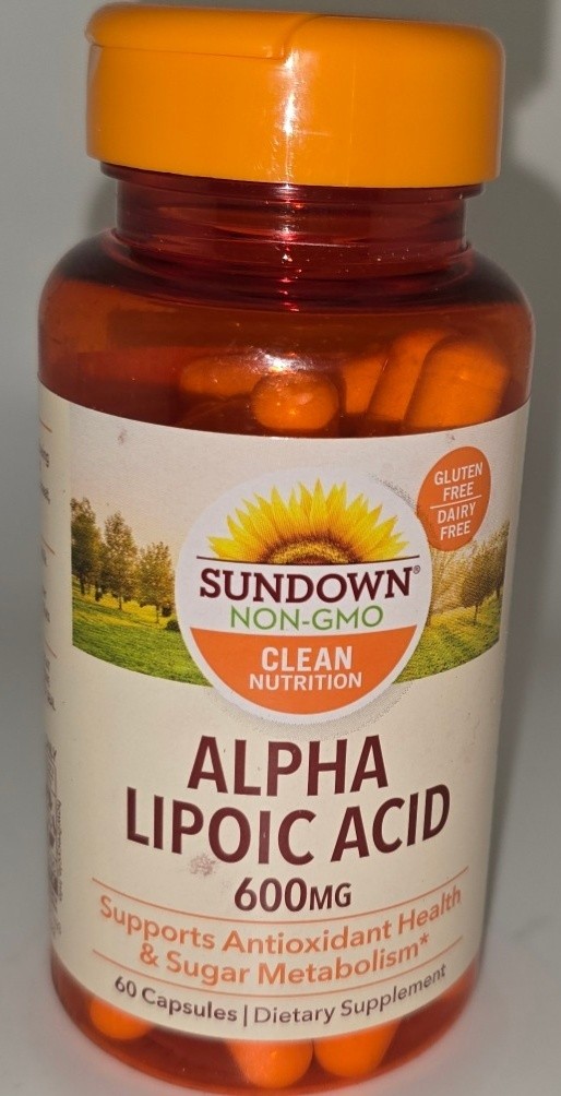 Exp 07/26 Sundown Non-GMO Alpha Lipoic Acid 600mg 60 Capsules Antioxidant