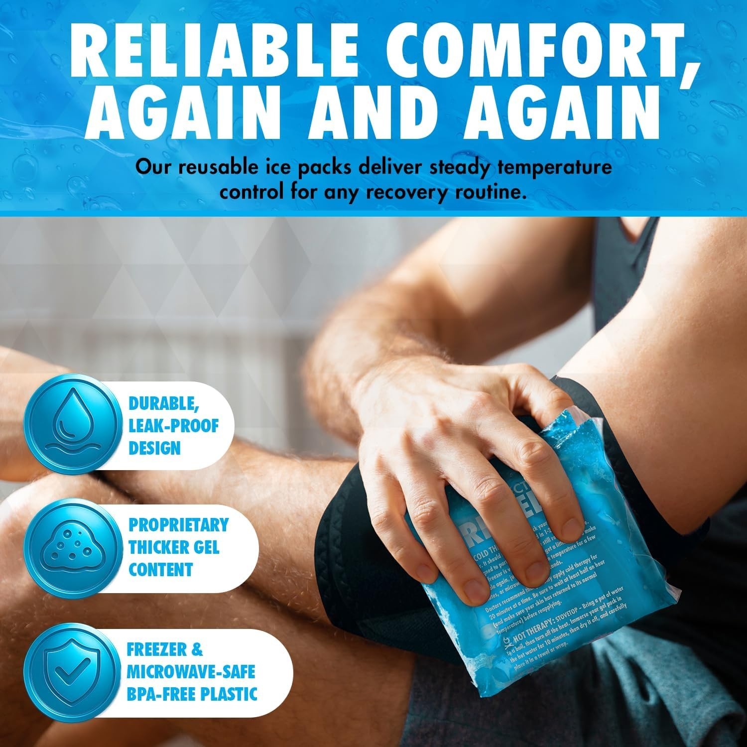 2-Pack Reusable Gel Ice Packs for Fast Pain Relief & Recovery – Soft & Flexible