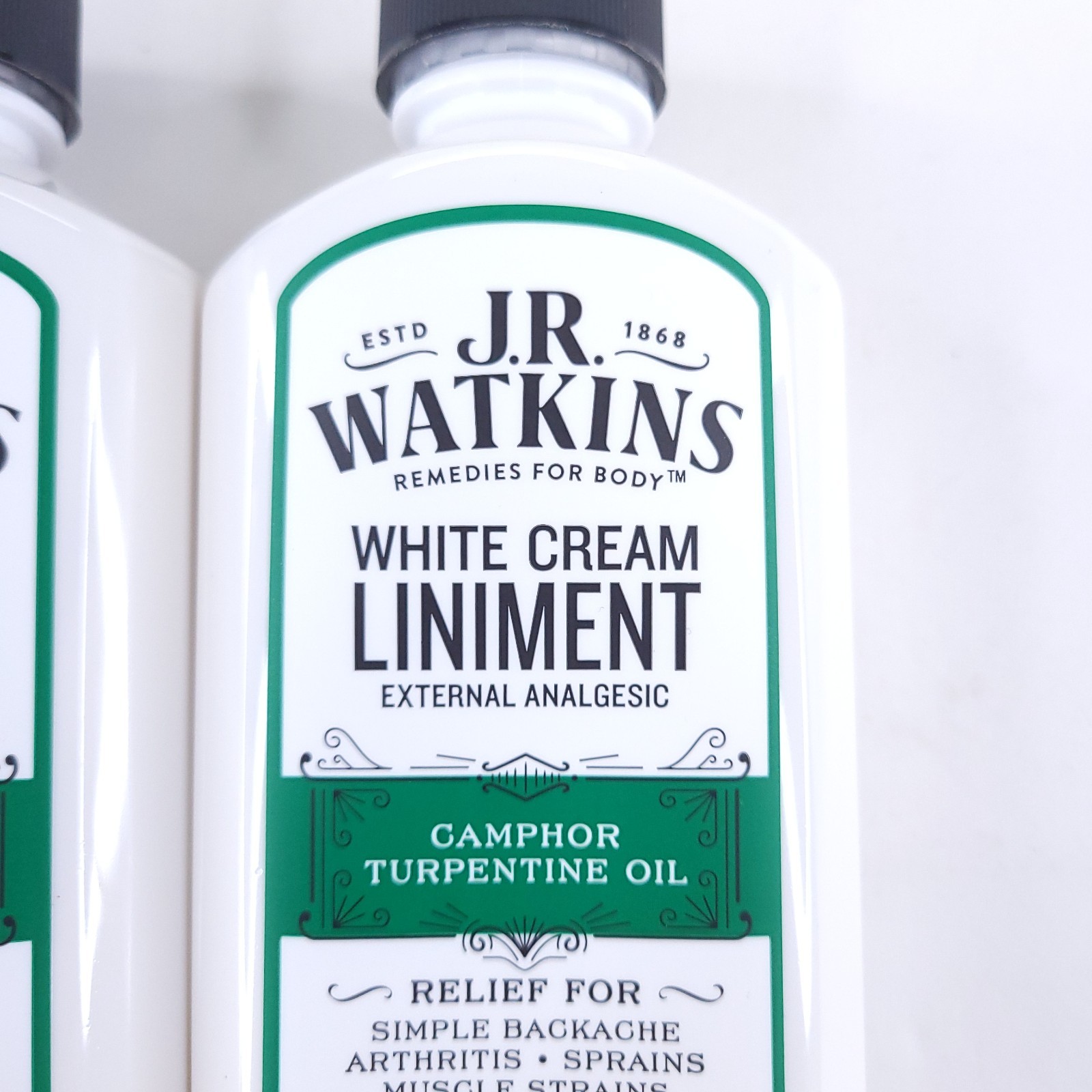 2x JR Watkins White Cream Liniment External Analgesic Sealed 11 Oz Pain Relief