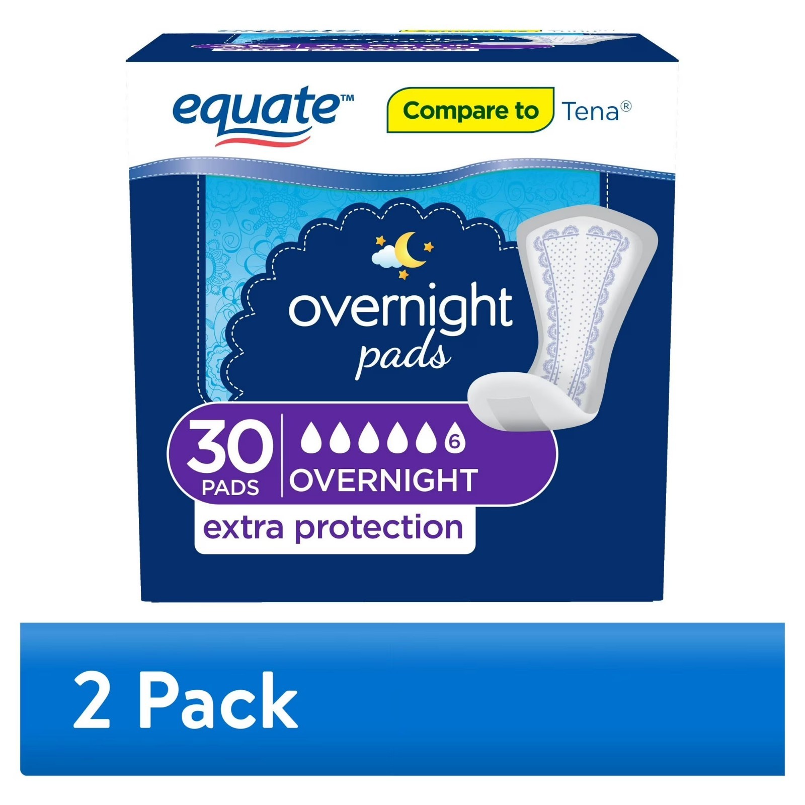 Equate Options Women’s Incontinence Pads, Unscented, Overnight ( 60-120 Count)