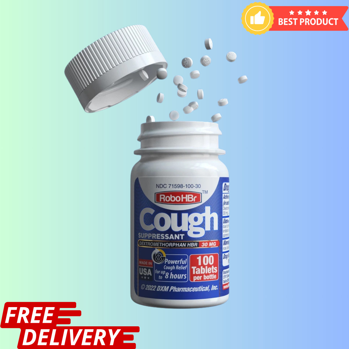 Cough Suppressant 100 Tablets 30mg Dextromethorphan HBr
