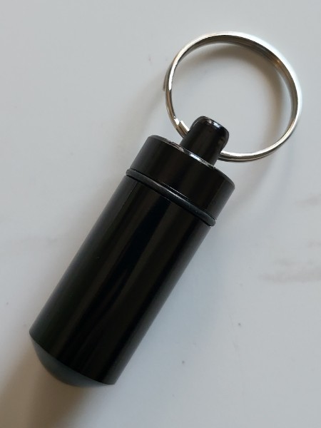 1 FDA Medicine Pill Capsule Mini Bottle Drug Portable Container Holder Keychain