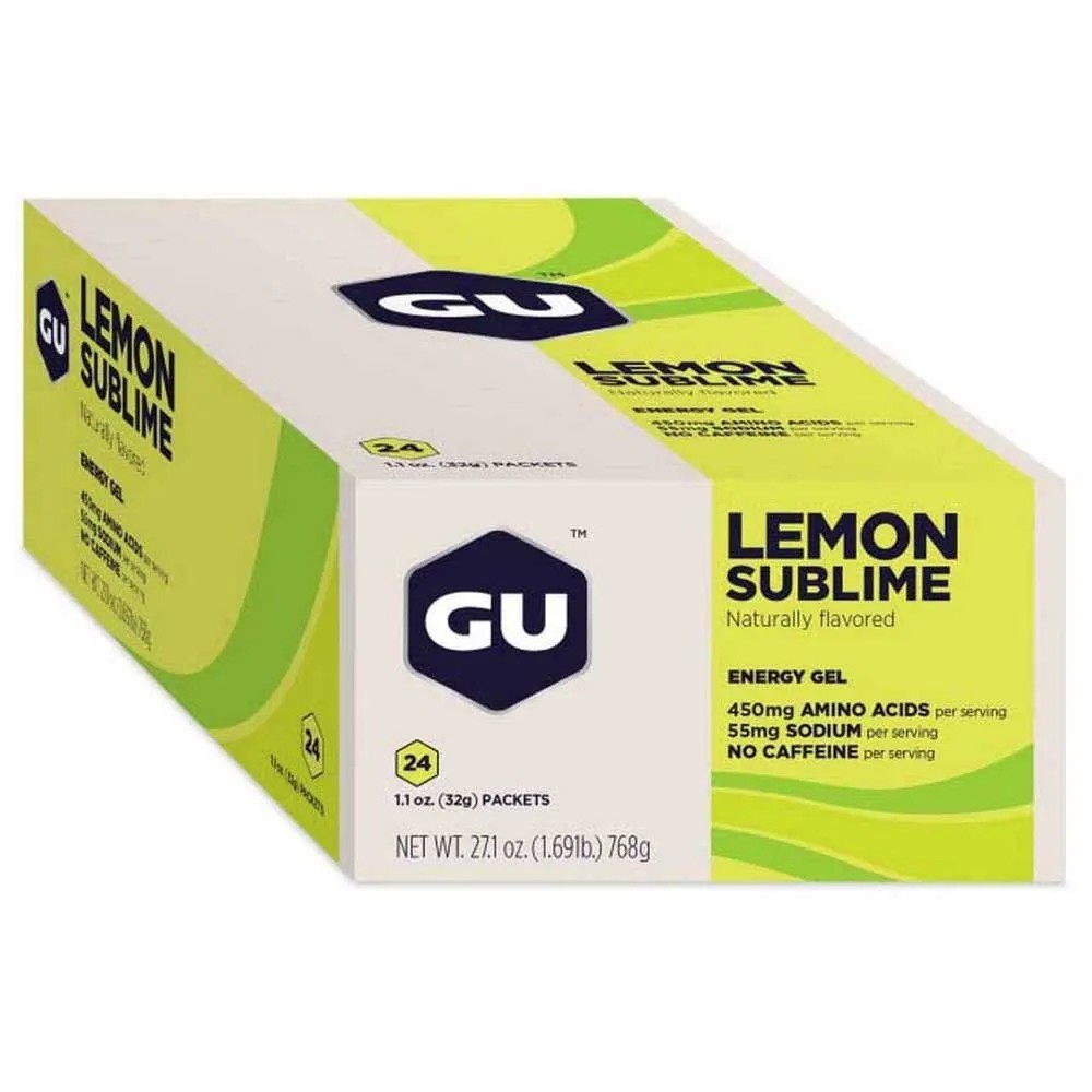 GU Energy Gel Lemon Flavor 24 Pack Endurance Running Cycling EXP 12/2026 New