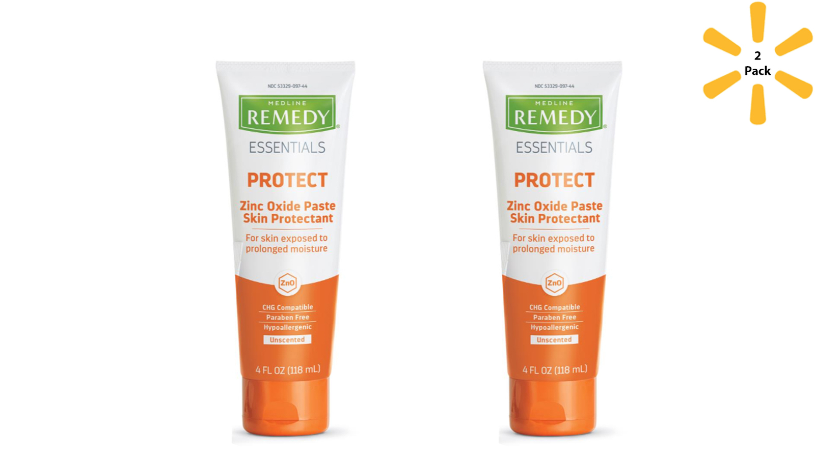 Medline Remedy Essentials Zinc Oxide Paste, Unscented, 4oz, 2 Pack -MSC092ZP04