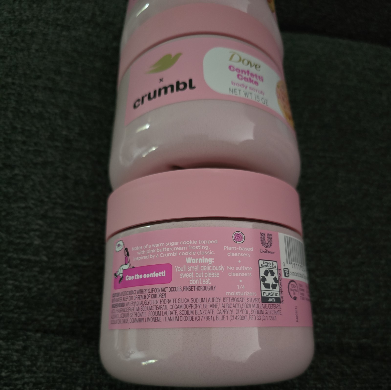 3 Dove X Crumbl Confetti Cake body scrub 15 oz jar New (K77)