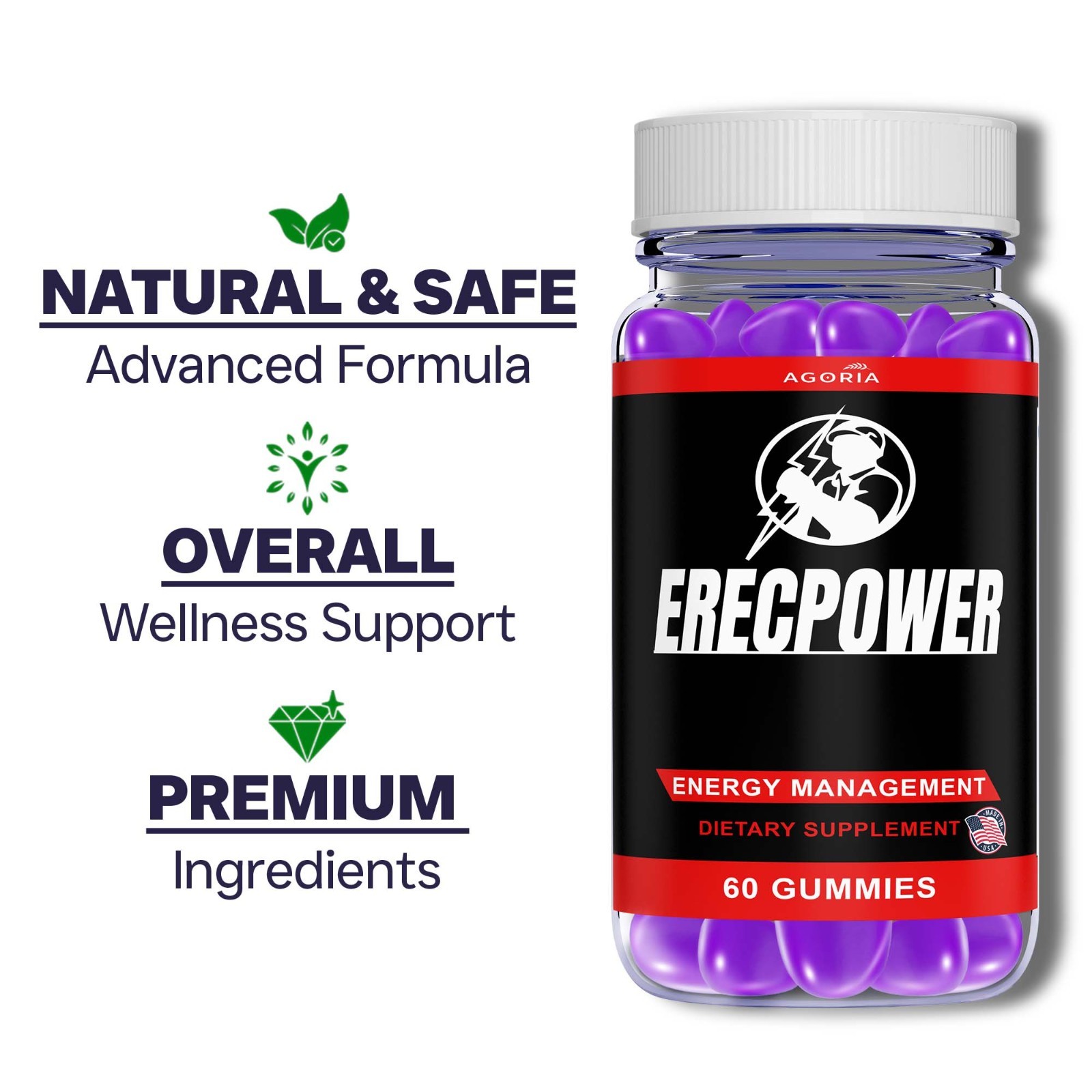 Erecpower Energy Management Multivitamin Health Supplement (240 Gummies) 4-Pack