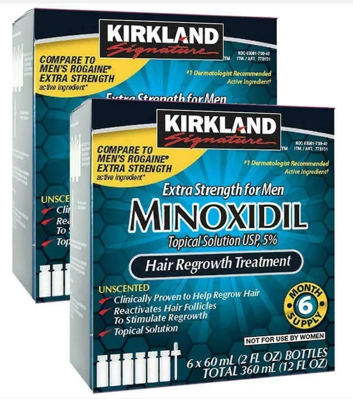 Kirkland Signature Minoxidil 5% Extra Strength Men Hair Regrowth 12 Month Supply