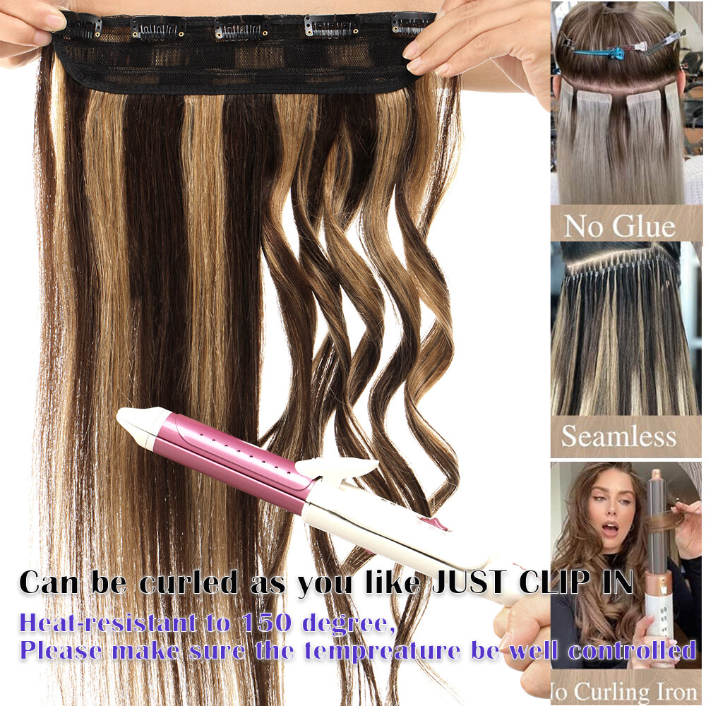 CLEARANCE Remy One Piece Clip In 100% Human Hair Extensions 3/4 Full Head Blonde
